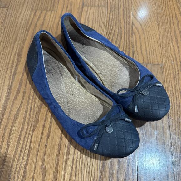 G.H. Bass & Co. Shoes - G.H. Bass Lane Black Navy Suede Leather Ballet Flats Slip On Classic 8M